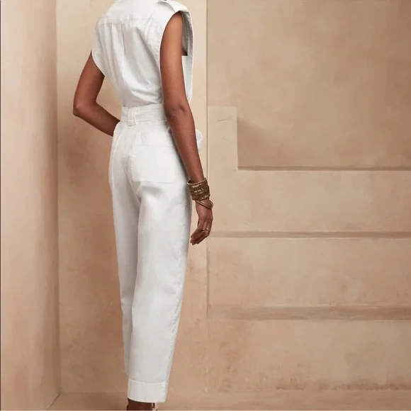 Banana Republic White Tailored Jumpsuit with Wide-Leg Silhouette - Picture 2 of 15
